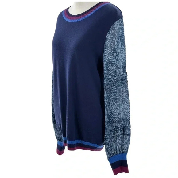 Conditions apply Anthropologie Bedford sweater M blue python cashmere Blend - Picture 4 of 14